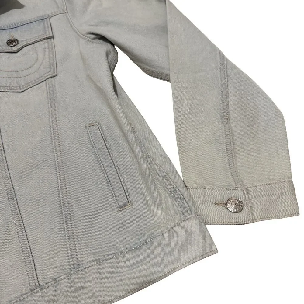 NWT True Religion Jesse Trucker Denim Jacket Light Blossom Wash Men’s large